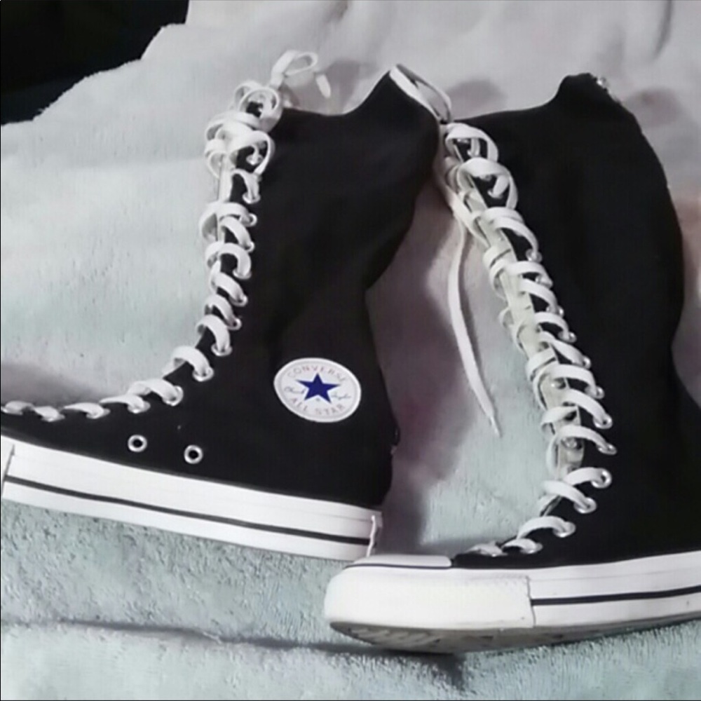 Black knee high converse